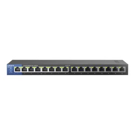 16-port Linksys LGS116P Switch unmanaged 8 x 10/100/1000 (PoE+) + 8 x 10/100/1000 desktop, wall-mountable PoE+ AC 100/230 V