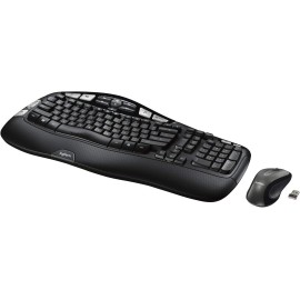 Logitech MK550 Wireless Wave Keyboard and Mouse Combo - Includes Keyboard and Mouse, Long Battery Life, Ergonomic Wave Design, Black