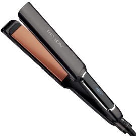 Revlon Copper Smooth Hair Flat Iron | Frizz Control for Fast and Shiny Styles, (XL 1-1/2 in), Black