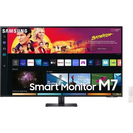 SAMSUNG 43" M70B Series 4K UHD USB-C Smart Monitor & Streaming TV, 4ms, 60Hz, HDR10, Wireless Display, Gaming and IoT Hubs, Alexa Built-in, 2022, LS43BM702UNXZA, Black