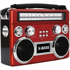 3-BAND RADIO WITH BLUETOOTH® AND FLASHLIGHT (RED)