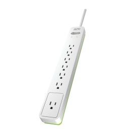 Apc 7-Outlet Surgearrest Surge Protector, 6Ft Cord (White)