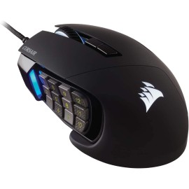 Corsair Scimitar RGB Elite, MOBA/MMO Gaming Mouse, Black, Backlit RGB LED, 18000 DPI, Optical