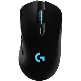 Logitech G703 Lightspeed Wireless Gaming Mouse W/Hero 25K Sensor, PowerPlay Compatible, Lightsync RGB, Lightweight 95G+10G Optional, 100-25, 600 DPI, Rubber Side Grips - Black