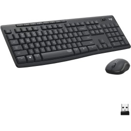 Logitech MK295 Wireless Mouse & Keyboard Combo with SilentTouch Technology, Full Numpad, Advanced Optical Tracking, Lag-Free Wireless, 90% Less Noise - Graphite