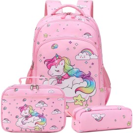 Meisohua BLUEHEARTS  Backpack Set for Girls School Backpack for Kids Preschool Kindergarten Elementary School Bookbag