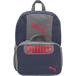 PUMA unisex child Evercat & Lunch Kit Combo Backpack, Navy/Red/White, Youth Size US