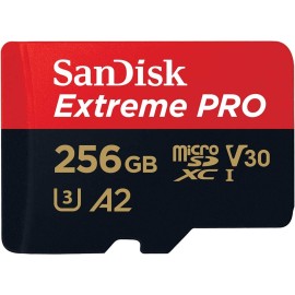 SanDisk 256GB Extreme PRO microSD UHS-I Card with Adapter C10, U3, V30, A2, 200MB/s Read 140MB/s Write