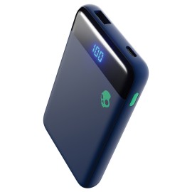 Skullcandy Stash Mini 5,000 Mah Usb-A To Usb-C Portable Charger With Split Charging Cable (Dark Blue/Green)