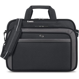 Solo New York Empire 17.3-Inch Laptop Briefcase, TSA Friendly, Black/Grey