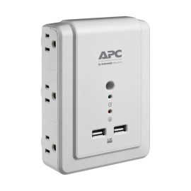 APC P6WU2 Essential SurgeArrest 6-Outlet Wall Mount with USB, 120V, White