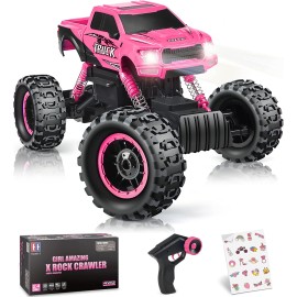 DOUBLE E RC Cars for Girls Newest 1:12 Scale Remote Control Car with Rechargeable Batteries and Dual Motors Off Road RC Trucks (Pink)