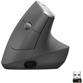 Logitech MX Vertical - Vertical mouse - ergonomic - optical - 6 buttons - wireless, wired - Bluetooth, 2.4 GHz - USB wireless receiver - graphite