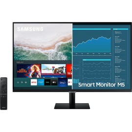 SAMSUNG M5 Series 32-Inch FHD 1080p Smart Monitor & Streaming TV (Tuner-Free), Netflix, HBO, Prime Video, & More, Apple Airplay, Bluetooth, Built-in Speakers, Remote Included (LS32AM500NNXZA)