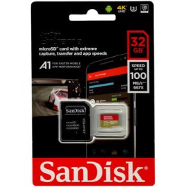 SanDisk Extreme - Flash memory card (microSDHC to SD adapter included) - 32 GB - A1 / Video Class V30 / UHS-I U3 / Class10 - microSDHC UHS-I