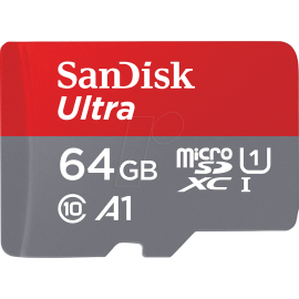 SanDisk Ultra - Flash memory card (microSDXC to SD adapter included) - 64 GB - A1 / UHS-I U1 / Class10 - microSDXC UHS-I