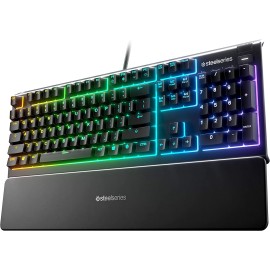 SteelSeries Apex 3 RGB Gaming Keyboard 10-Zone RGB Illumination – IP32 Water Resistant (Whisper Quiet Gaming Switch)