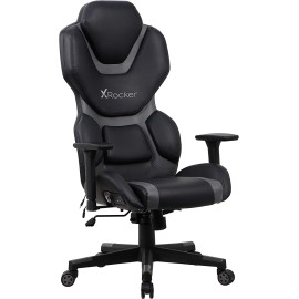 X Rocker Zeta PC Office Gaming Chair, 27.36" x 27.56" x 48.43", Black/Gray