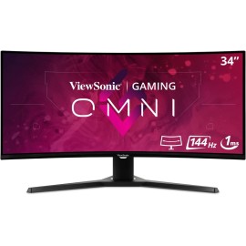 ViewSonic OMNI VX3418-2KPC 34 Inch Ultrawide Curved 1440p 1ms 144Hz Gaming Monitor with Adaptive Sync, Eye Care, HDMI and Display Port